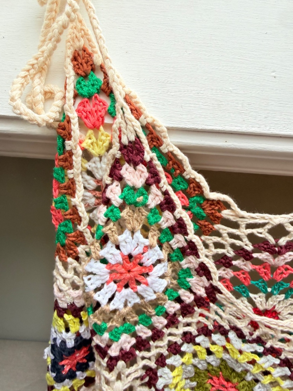 Boho Crochet Fringed Tank Top Bathing Suit Coverup Retro Festival Vibe - Picture 8 of 9